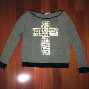 Long sleeve graphic print cross design shirt